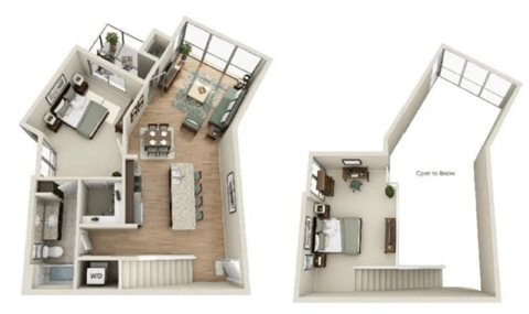 Floor plan for 1 bed, 1 bath, 1204 sqft